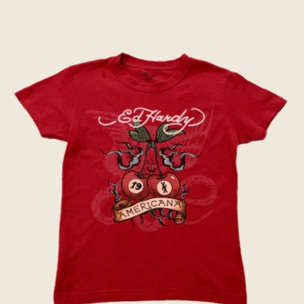 cherries rhinestone cap sleeve tee